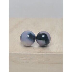 Vtg Uranium Marble Black Grey Mauve Glass Marble 2 pc  .58-.61